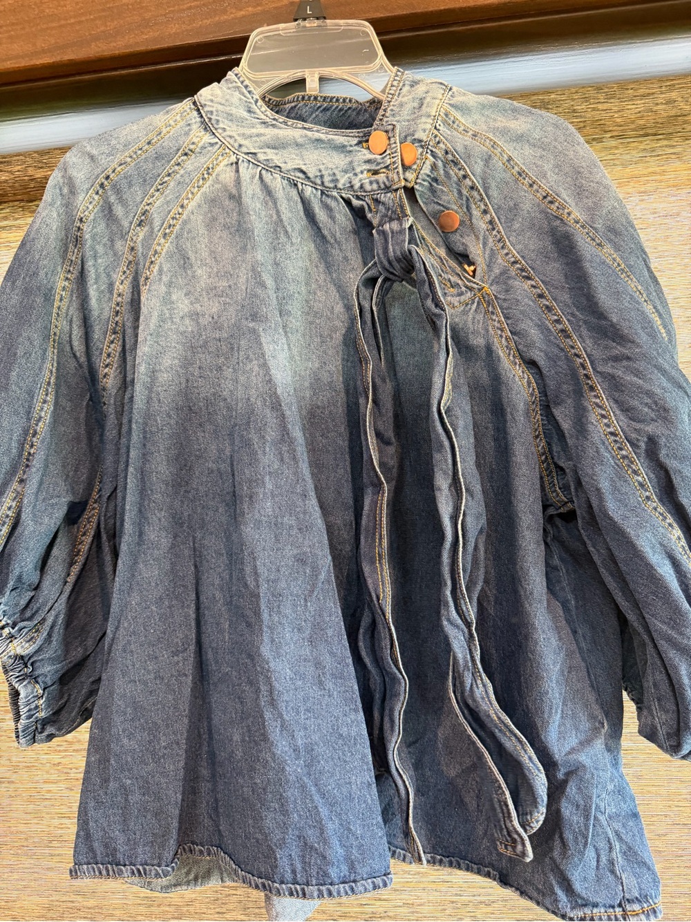 Women's Indigo Denim Tie-Neck Jacket